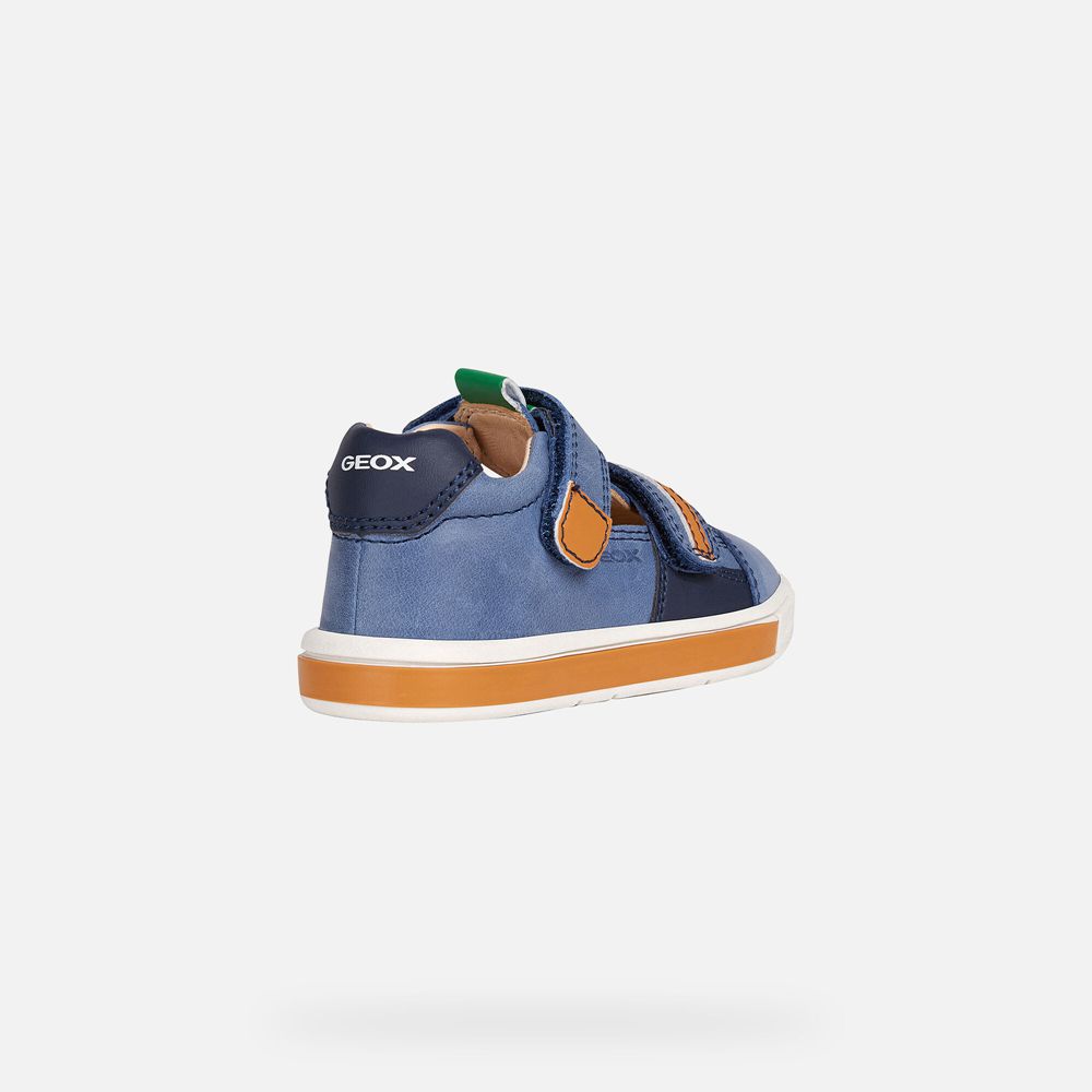 Basket Geox Trottola Boy - Bleu/Orange - Bebe 738591-TLN